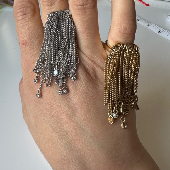 BCBG MaxAzria Silver Fringed Ring - Picture 3 of 3